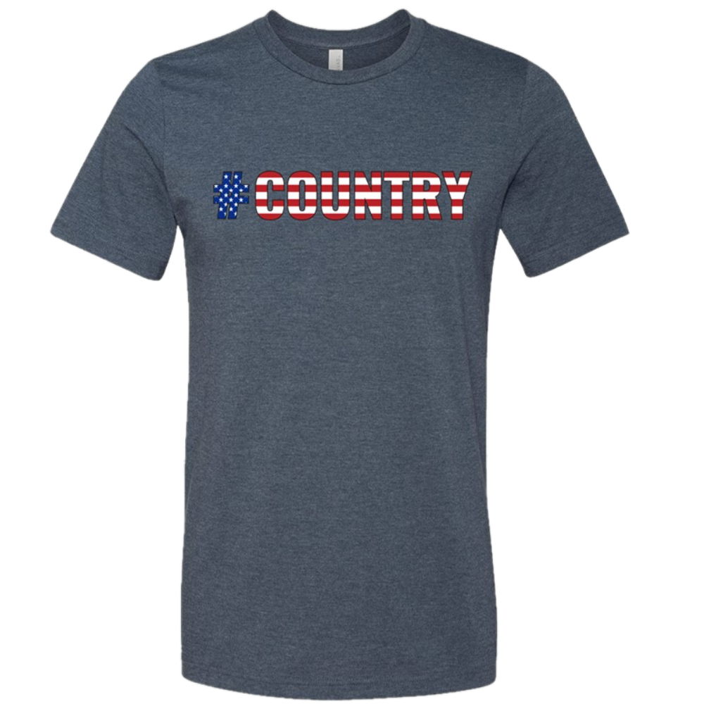 #Country Stars and Stripes Heather Navy Tee