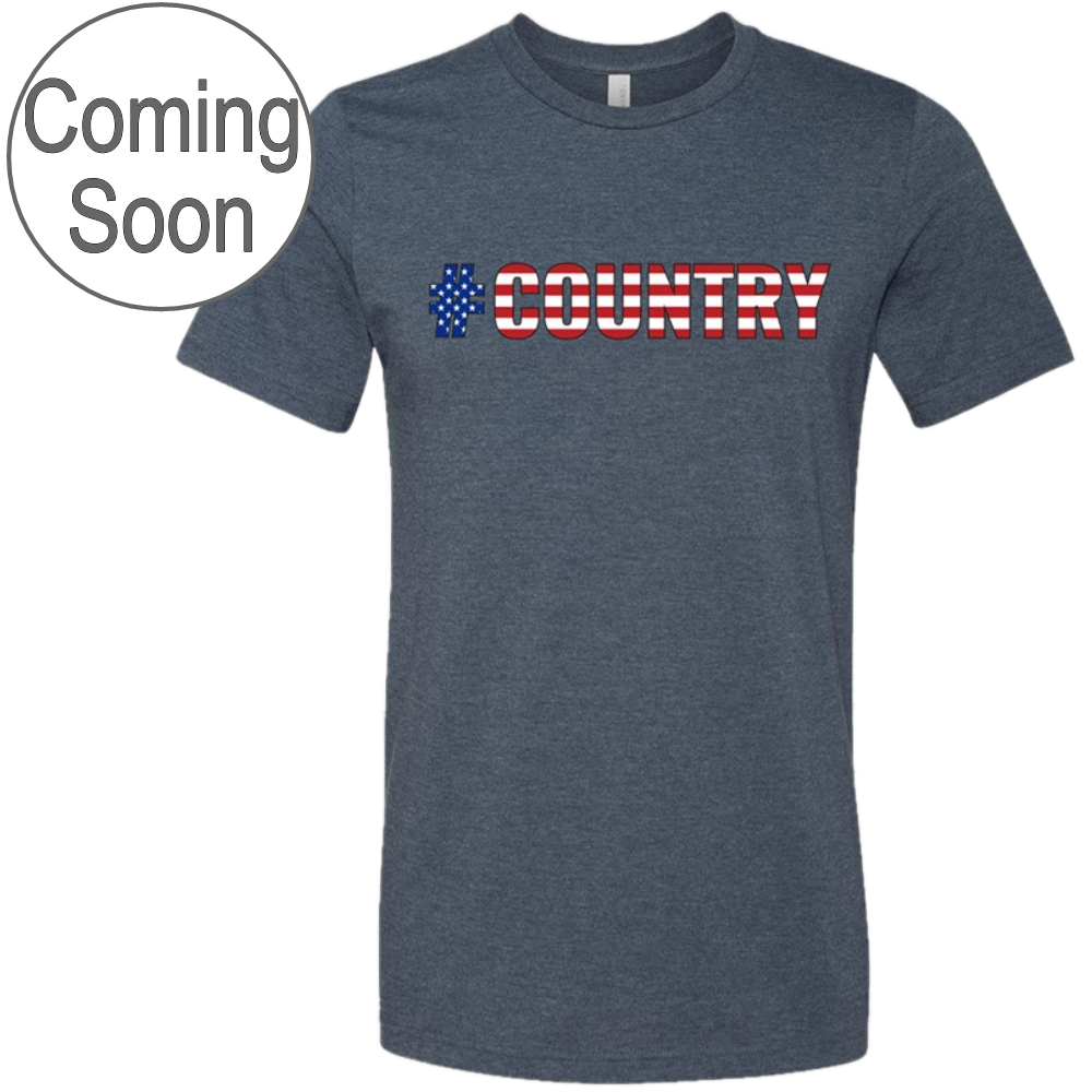 #Country Stars and Stripes Heather Navy Tee