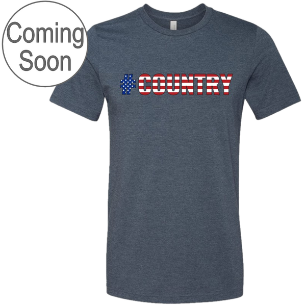 #Country Stars and Stripes Heather Navy Tee